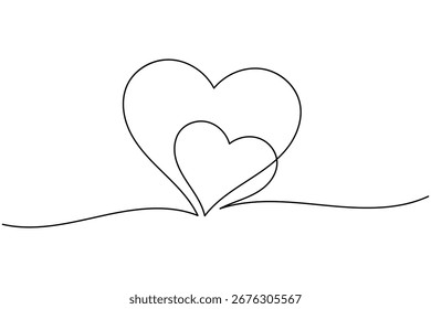 Forma de coração uma ilustração de arte de linha forma de amor romântica mínima isolar vetor de contorno