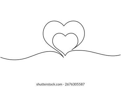 Forma de corazón una línea ilustración de arte mínimo romántico forma de amor aislar contorno Vector