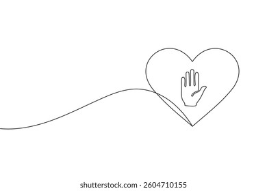 Heart shape one line drawing minimalist continuous line vector icon