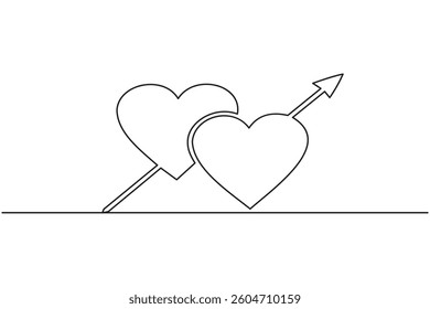 Heart shape one line drawing minimalist continuous line vector icon
