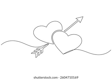 Heart shape one line drawing minimalist continuous line vector icon