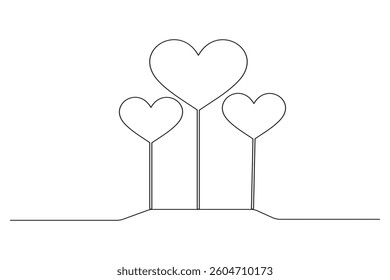 Heart shape one line drawing minimalist continuous line vector icon