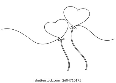 Heart shape one line drawing minimalist continuous line vector icon