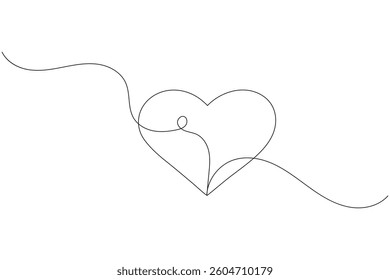 Heart shape one line drawing minimalist continuous line vector icon