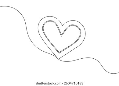 Heart shape one line drawing minimalist continuous line vector icon