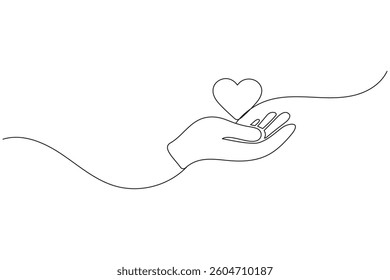 Heart shape one line drawing minimalist continuous line vector icon