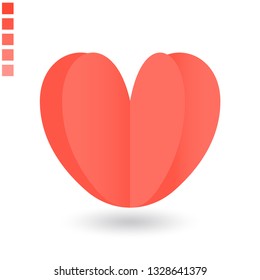 Heart Shape with Origami Style and Red Color Tone