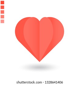Heart Shape with Origami Style and Red Color Tone