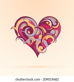 Heart shape ornament as greeting card design element