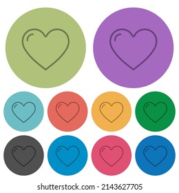 Heart shape outline darker flat icons on color round background
