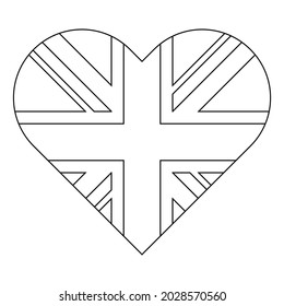 heart shape outline icon of great britain flag. vector illustration svg