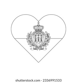 heart shape outline of san marino flag. vector illustration isolated on white background