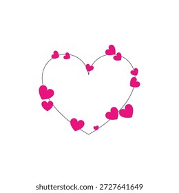Herzform umrissen mit kleineren rosa Herzen, ideal für Valentinstag