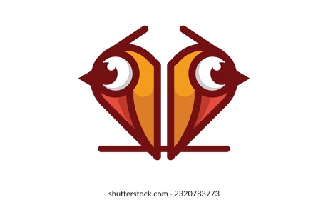heart shape owls logo vector design template