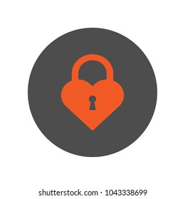 Heart shape padlock with keyhole. Vector icon.