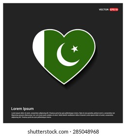 Heart Shape Pakistan Flag
