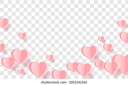 a heart shape. paper art style. valentine day. Origami made hot air balloon