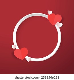 Heart shape paper and blank photo frame with envelope, Happy Valentine's Day. Valentine label.