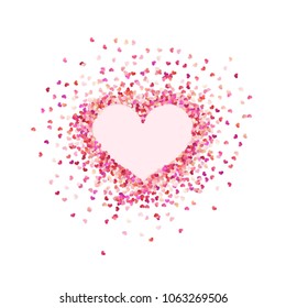 Heart shape paper confetti. Valentines petals top view. Isolated on white background. EPS 10 vector file