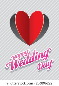 Heart Shape Paper Cut Background and Wedding Text