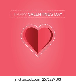 Heart Shape Paper cut style happy valentine's day. Vector illustration