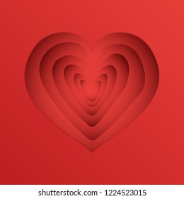 Heart shape from paper vector background. Valentines day. Love Invitation card.