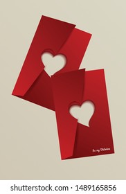 Heart shape from paper vector background. Valentines day. Love Invitation card. Be my valentine. Paper cut card.