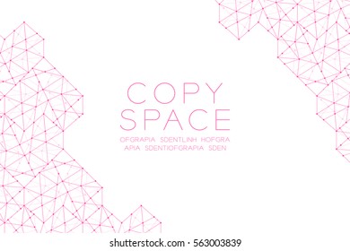 Heart shape pattern illustration pink color, dot outline stroke design isolated on white background, with copy space