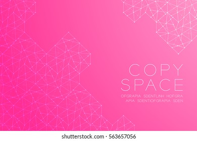 Heart shape pattern illustration white color, dot outline stroke design isolated on pink gradients background, with copy space
