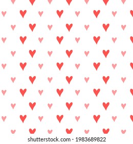Heart shape pattern on pink color and white background. Vector illustration