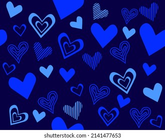 Patrón de forma cardíaca fondo azul romántico