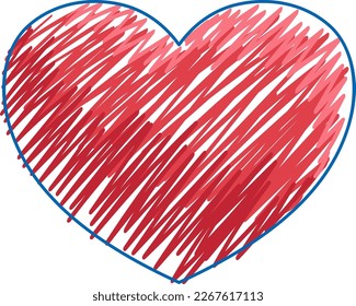 Heart shape in pencil colour sketch simple style illustration
