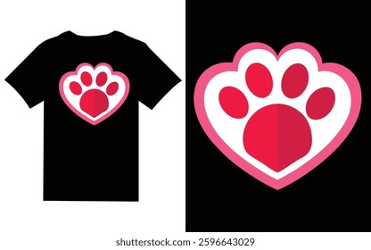 Heart Shape Pet Paw T-shirt Design