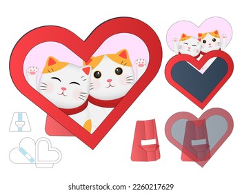 Heart Shape Photo Farme die cut template design. 3d mock-up