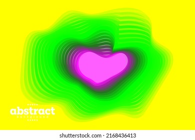 heart shape in pink with green radius on yellow background can be use for product label package design advertisement poster banner technology artificial inteligent vector eps.