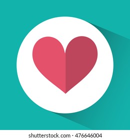 heart shape pink love passion media con. Colorful circle and flat design. Vector illustration