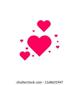 Heart shape pink and red confetti vector Valentines Day background