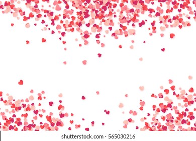 Heart Shape Pink And Red Confetti Vector Valentines Day Background