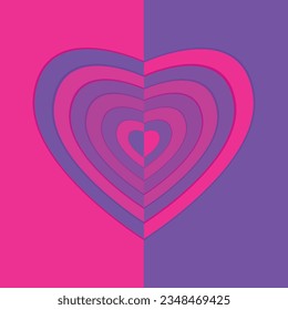 Forma cardíaca en ilustración de vector premium rosa y violeta
