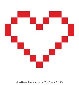 Heart shape pixel art Stylized heard icon in trendy minimalism. Valentines Day greeting design idea