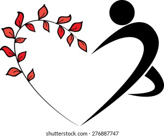 heart shape and plant and dancer icon