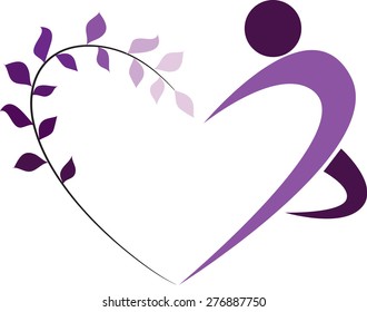 heart shape and plant and dancer icon