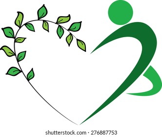 heart shape and plant and dancer icon