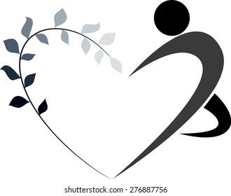 heart shape and plant and dancer icon