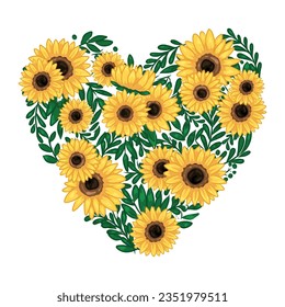 heart shape plant sunflower leaf icon design