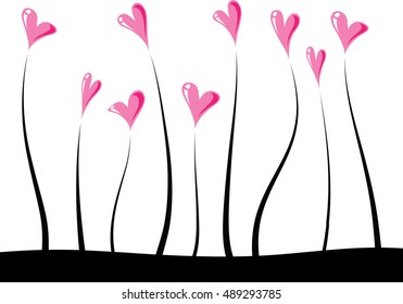 heart shape with plant vector drawing