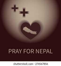 heart shape and plus shadow pray for nepal banner
