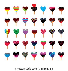 heart shape popsicle vector collection