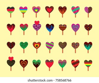 heart shape popsicle vector collection