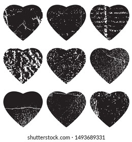 heart shape postal stamps set.illustration vector